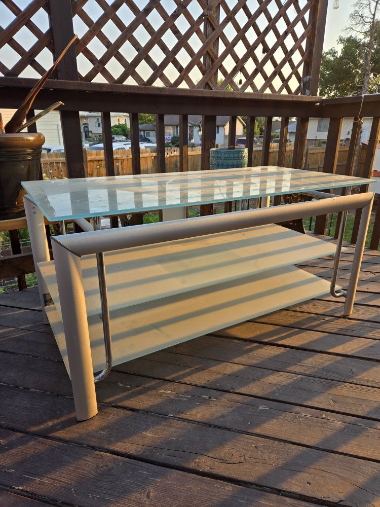 Glass Top TV Stand / Coffee Table with Two Shelves