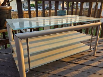 Glass Top TV Stand / Coffee Table with Two Shelves
