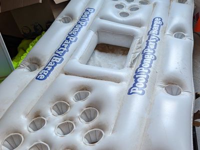 Pool Pong Party Barge Inflatable Beer Pong Table Float with Cup Holders - White