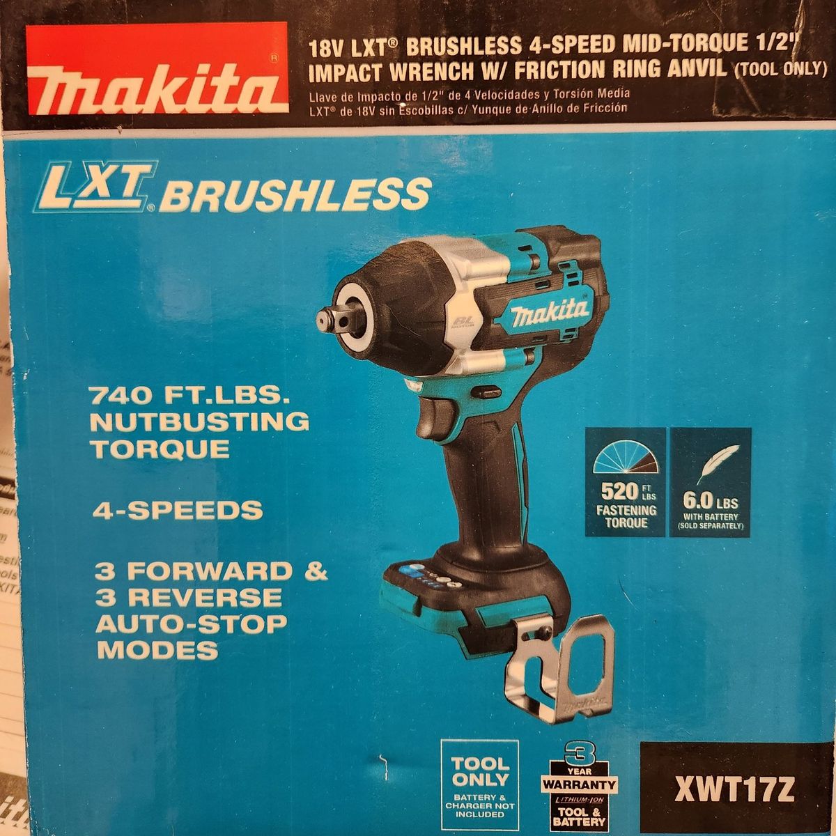Makita 18V Impact Wrench XWT17Z New