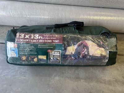 Yellowstone 13x13 Ft 2 Locker Family Hex Dome Tent 6 Person Camping Tent