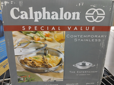 Calphalon Contemporary Stainless "The Entertainer" 10" Everyday Pan with Glass Cover-Section D