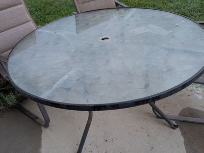Patio Dining Set with 54" Glass Top Table and 4 Chairs