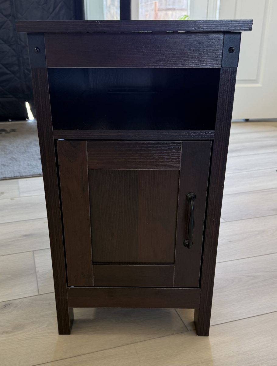 Dark Brown End Table With Built-In Charging