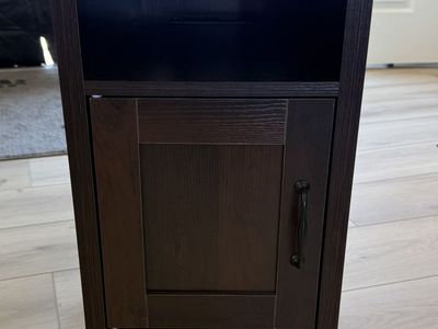 Dark Brown End Table With Built-In Charging