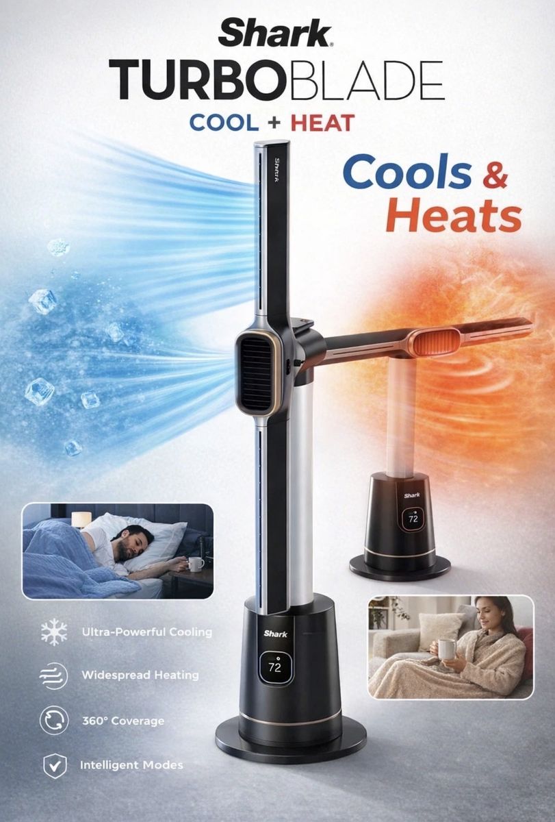 Shark TurboBlade Cool + Heat Fan & Heater - Powerful Cooling, Widespread Heating, 360° Coverage MRSP $399