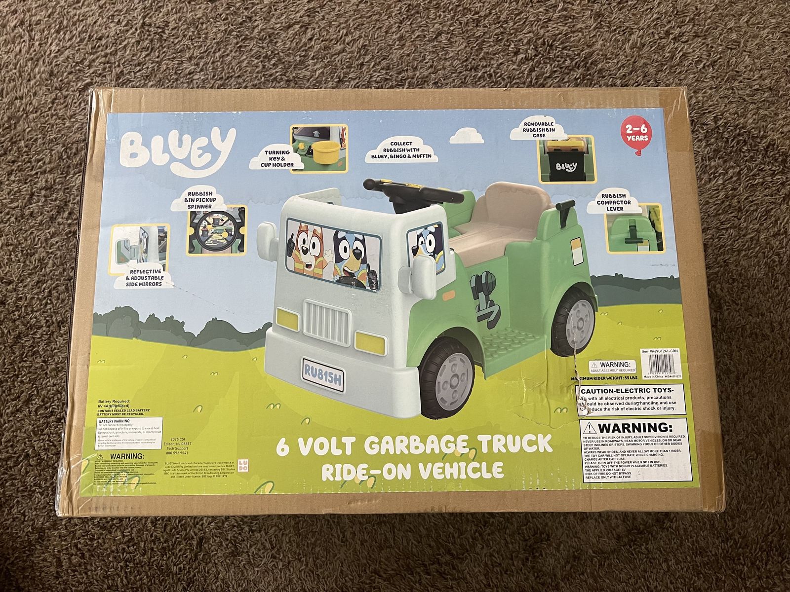 NEW: Bluey Garbage Truck 6V Ride On