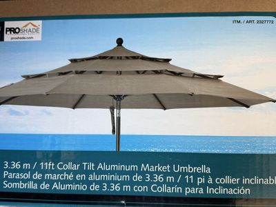 NEW Sunbrella Pro Shade 11ft Collar Tilt Aluminum Market Umbrella - 3-Tier Design - NEW IN BOX