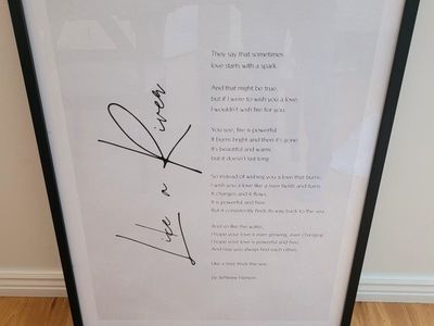 Framed Whitney Hanson "Like a River" Poem Art Print - Black Frame (60x80cm)