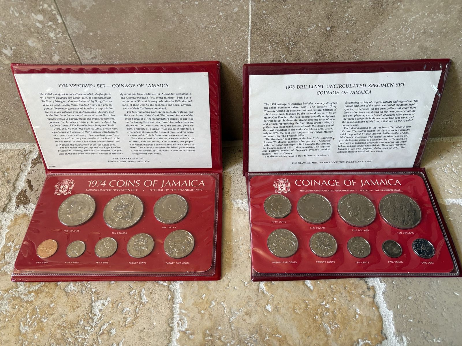 Uncirculated Jamaican Coin Sets 1974 & 1978