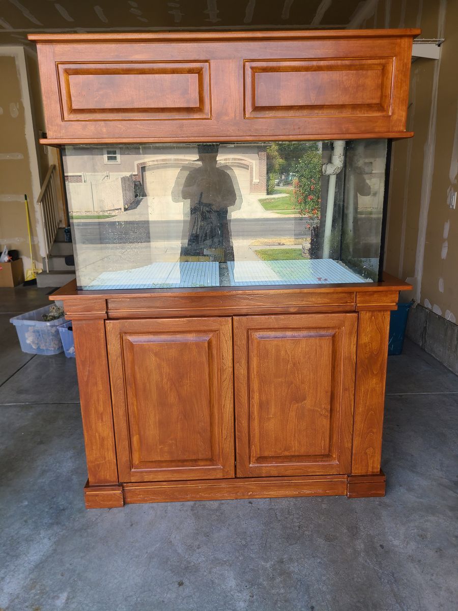 120 Gallon Saltwater Aquarium Setup with Hood, Stand, Sump, and Accessories