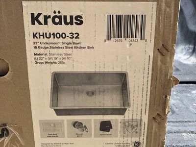 Kraus 32” stainless single bowl sink