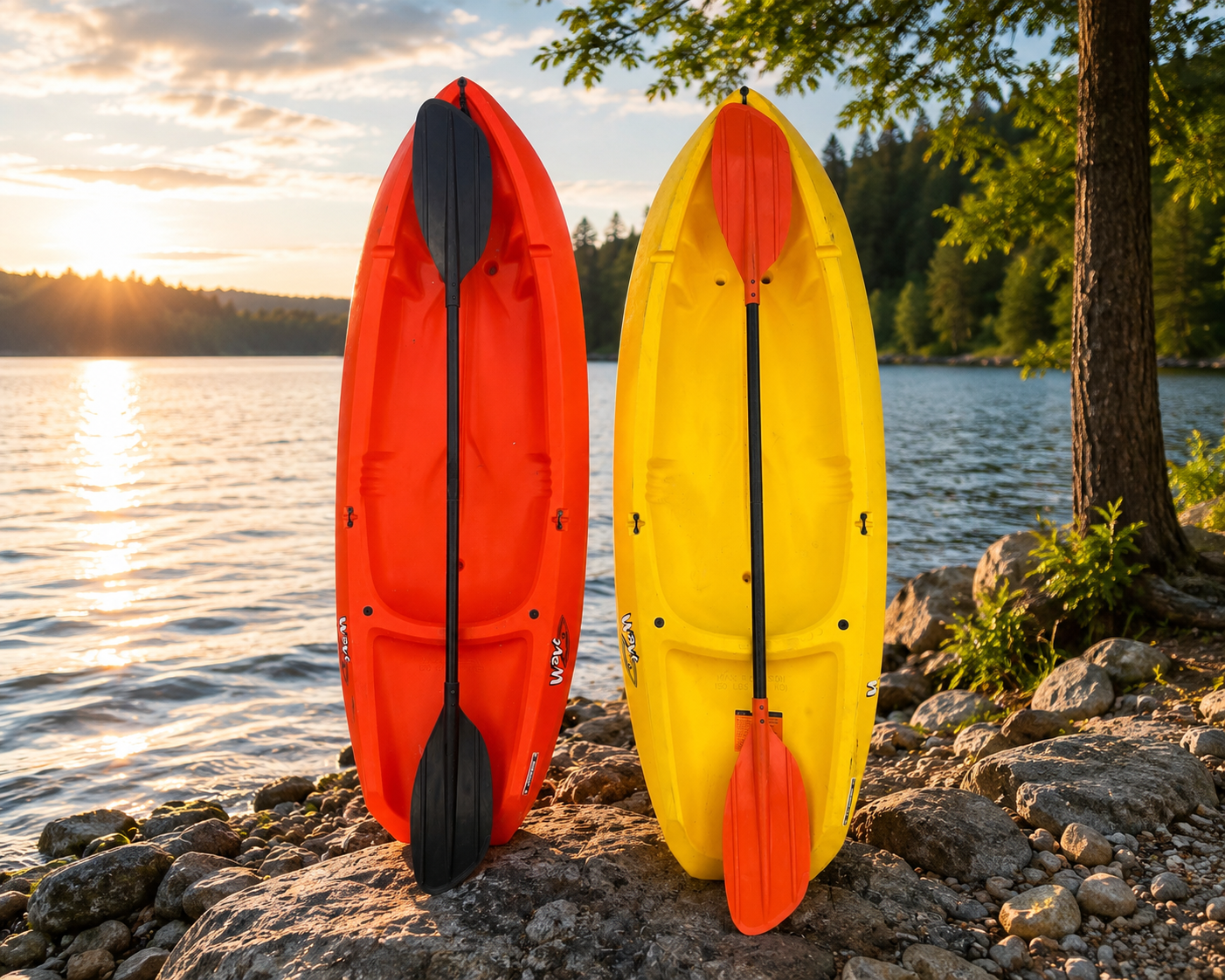 Wave 60 Sit-On-Top Kayak with Paddle (Orange)