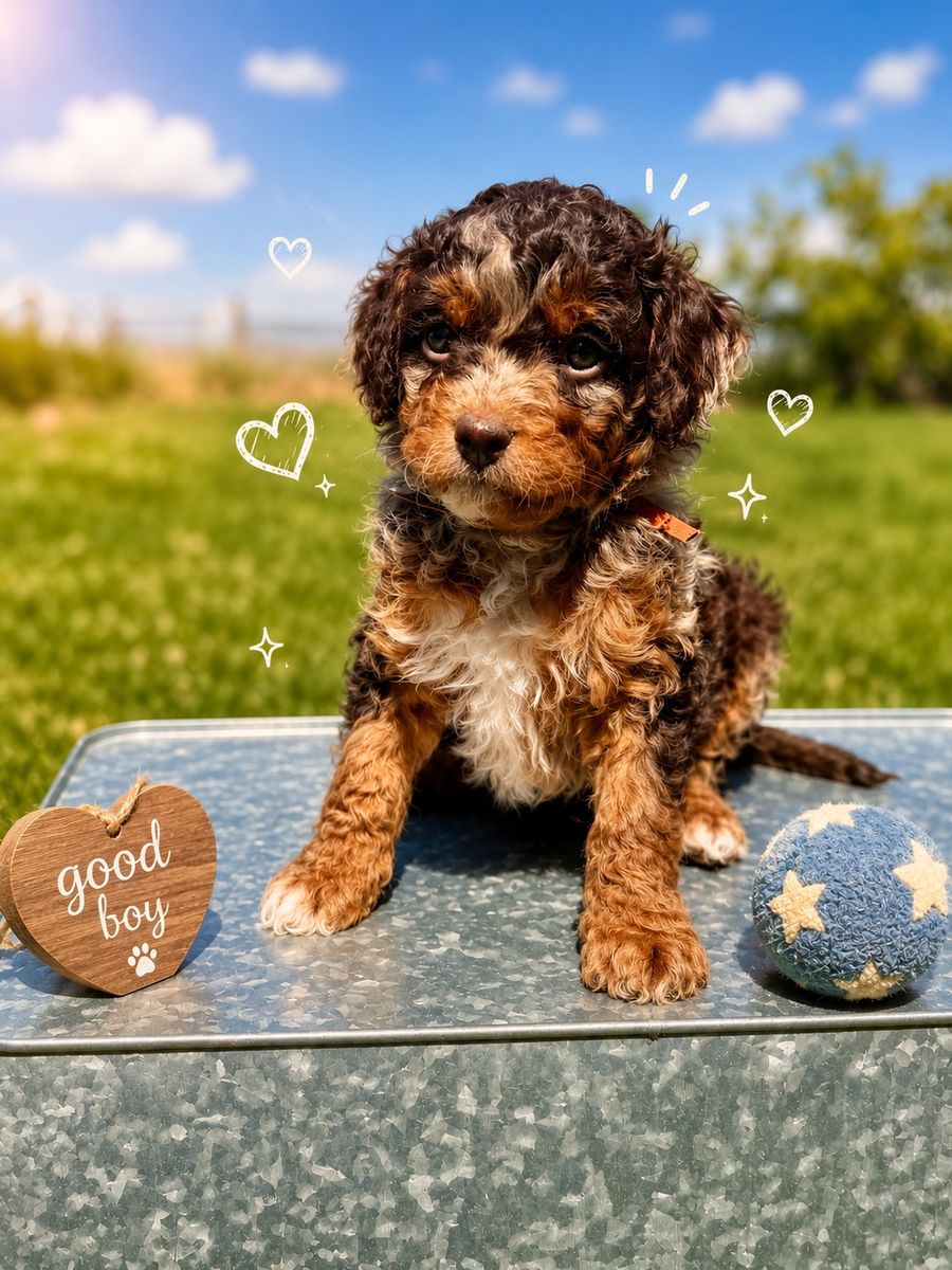 F1b tiny Cavapoos Chocolate Merle Phantom