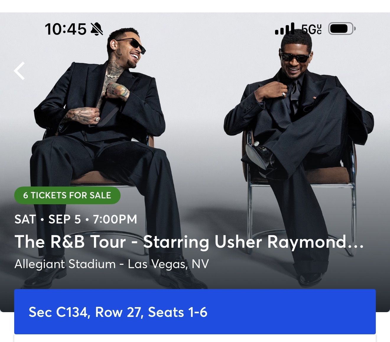 CHRIS BROWN TICKET IN VEGAS (6 Available)