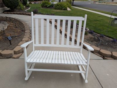 White Wood Porch Rocking Bench - 2-Seater Rocker $50