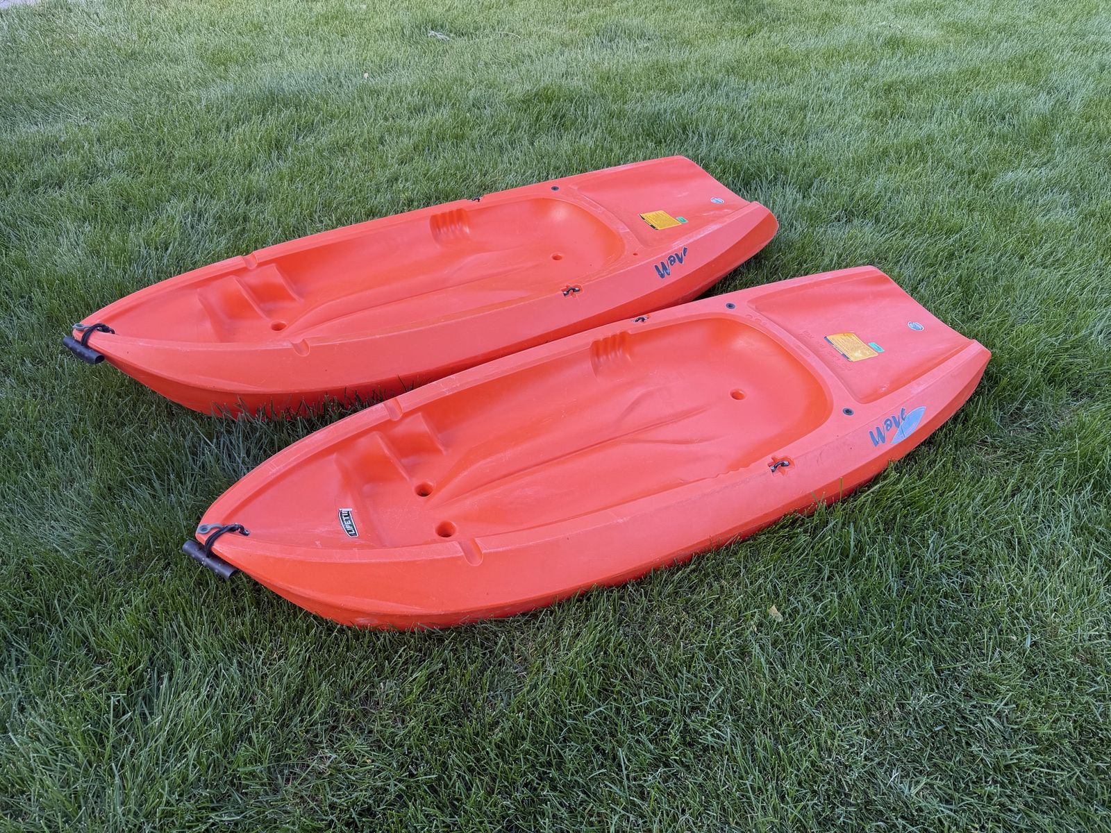 Pair of Lifetime Wave Youth Kayaks - Orange, Durable HDPE, Perfect for Kids