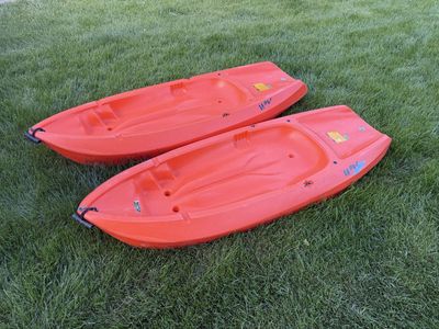 Pair of Lifetime Wave Youth Kayaks - Orange, Durable HDPE, Perfect for Kids