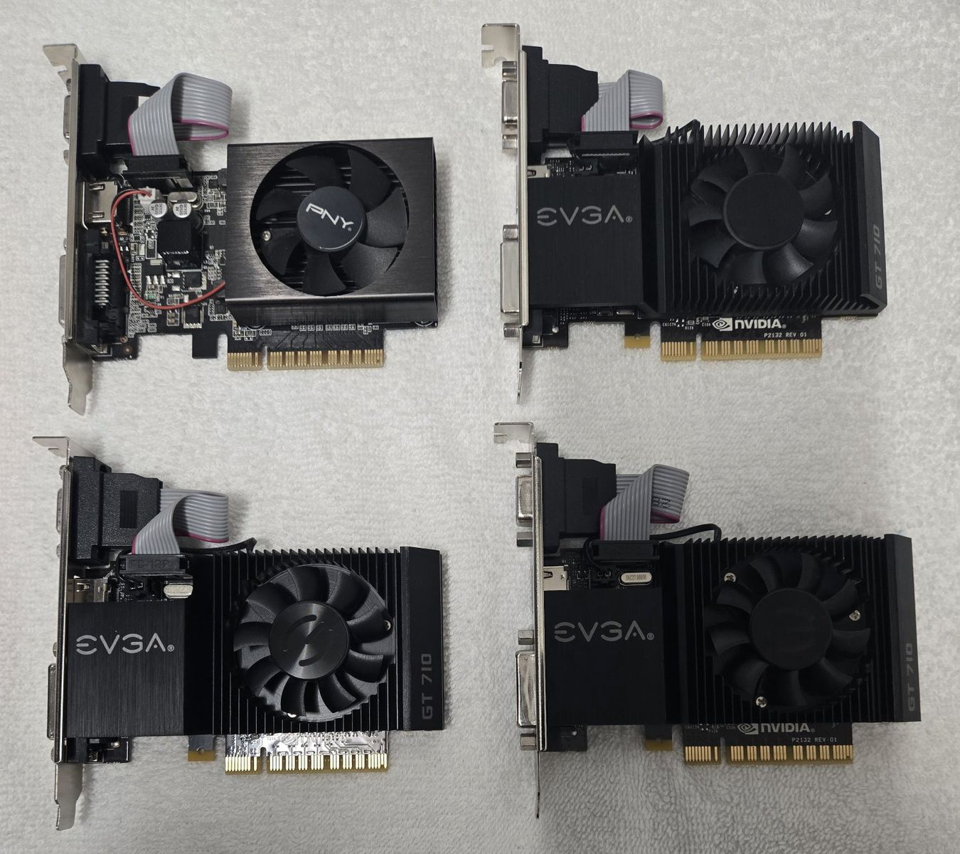 Lot of 4 NVIDIA GeForce GT 710 2GB Graphics Cards (EVGA & PNY)