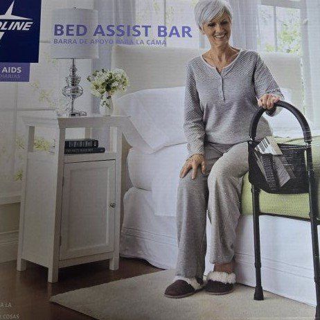 Medline Daily Aids Bed Assist Bar - Adjustable Height, Home Medical Support Handle, Black