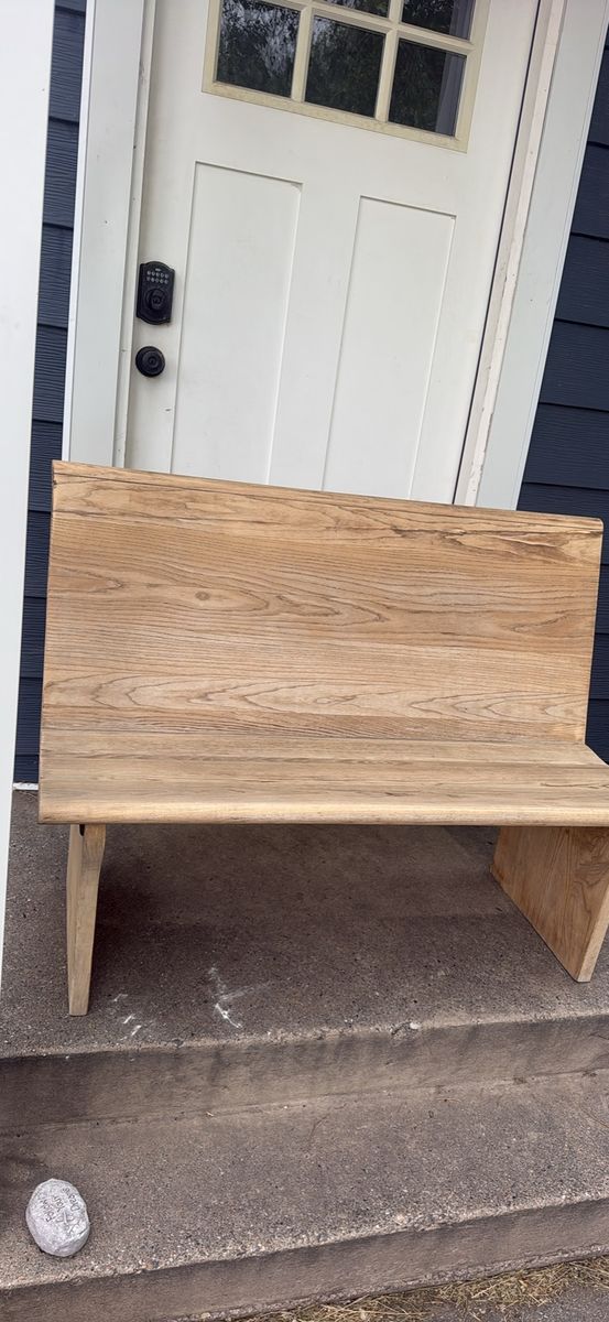 Wooden Patio Bench - Light Wood Grain Finish - Durable Outdoor/Indoor Seating