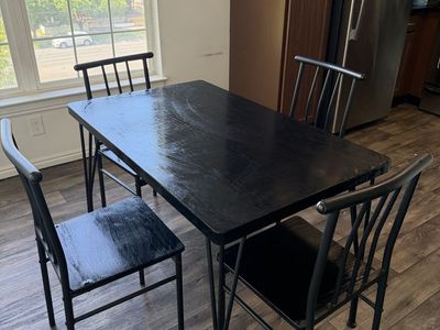 Black Dining Table with 4 Chairs - Compact & Stylish Seating Set