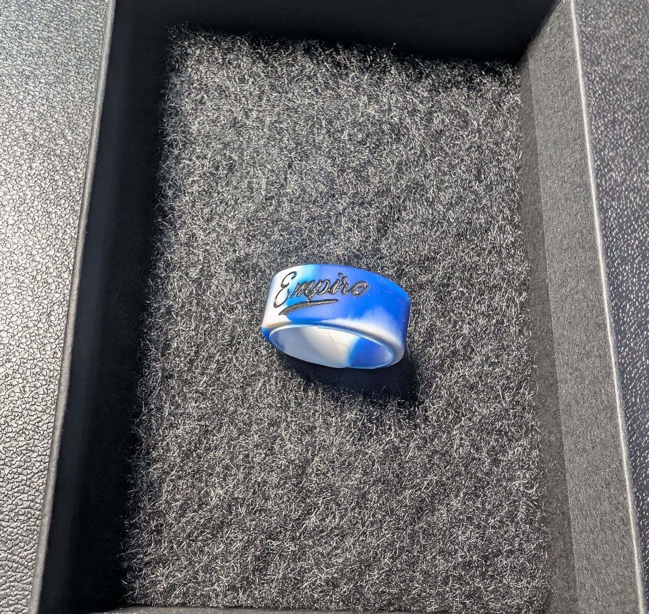 Empire Blue White Silicone Ring Band Size 10