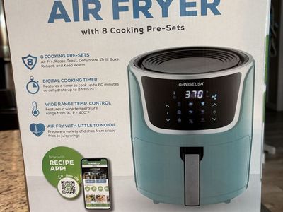 GoWISE USA 5QT Electric Programmable Air Fryer with 8 Cooking Pre-Sets, Teal