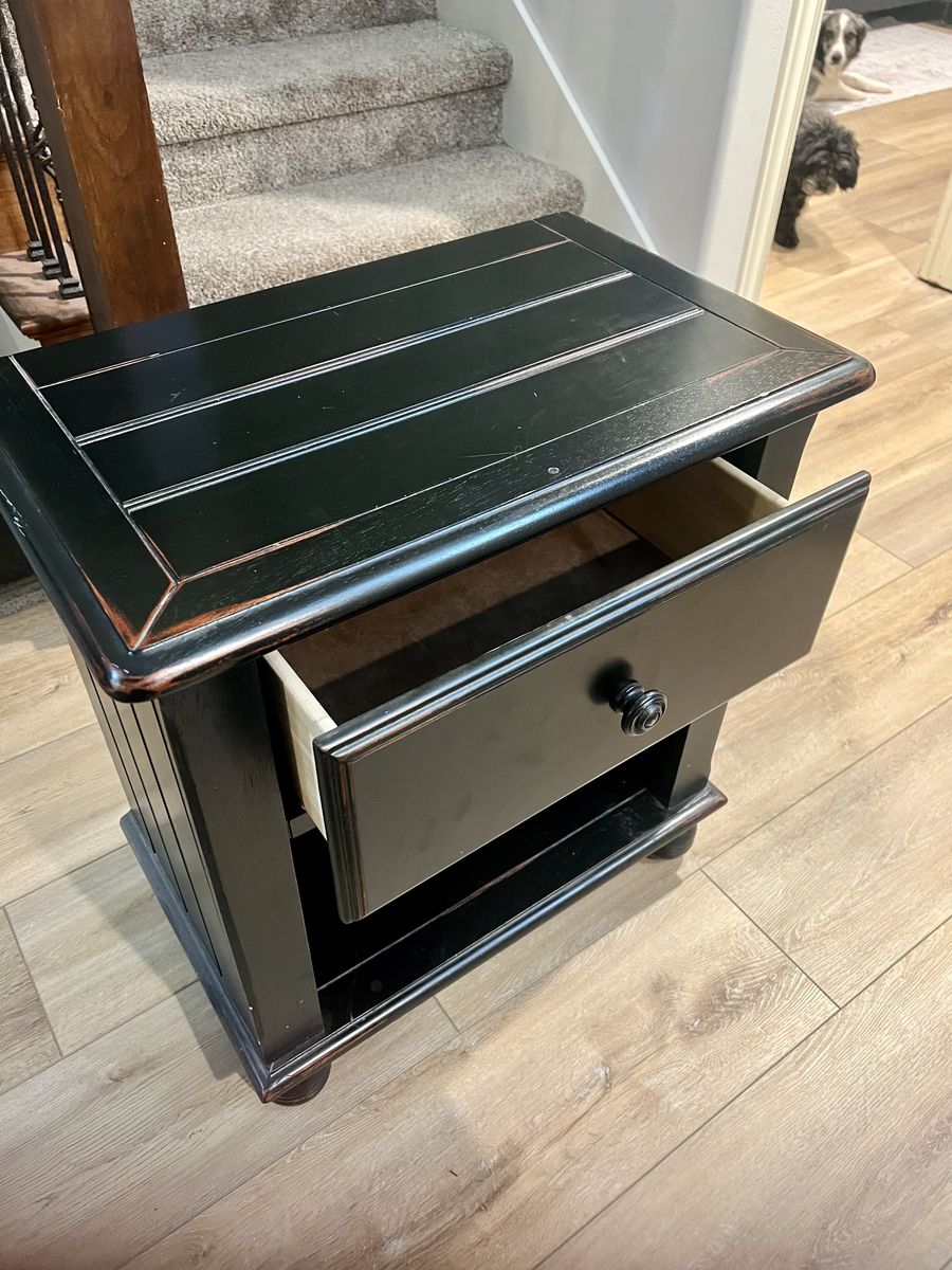 Distressed Black Nighstand