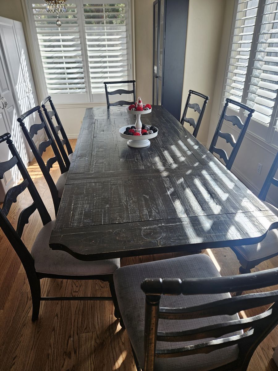 Large Wood Table and Eight Chairs