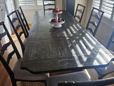 Large Wood Table and Eight Chairs