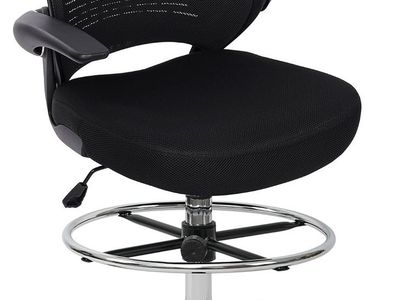 Tall Office Chair with Flip-Up Armrests, Lumbar Support Adjustable Footrest, Black