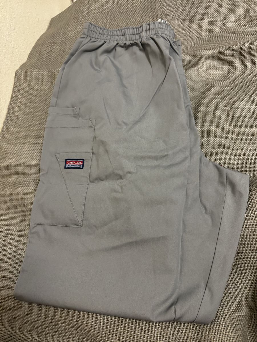 Cherokee Workwear Grey Scrub Pants Size L Cargo Pockets