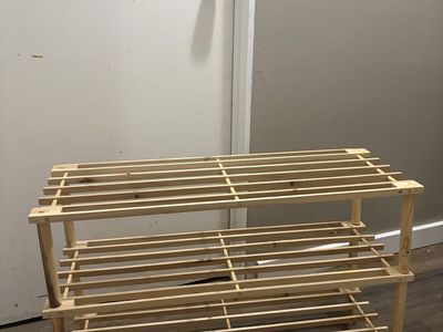 Light Wood 3-Tier Shoe Rack - Compact & Sturdy Organizer for Entryway/Closet