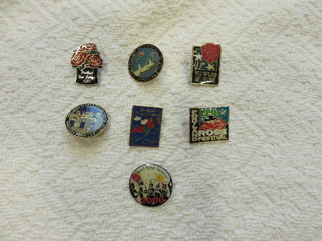 LOT OF 7 VINTAGE (1980'S - 2000) PORTLAND ROSE FESTIVAL COLLECTOR PINS