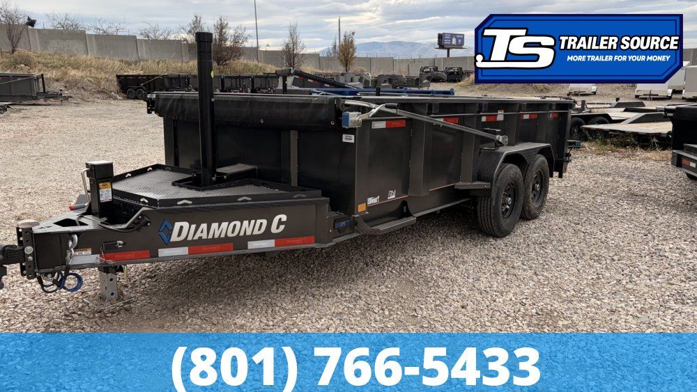 7x16 Diamond C LPT 207 Dump Trailer - 32" Sides - 15.5K GVWR - 14 Ply Tires, Long Arm Tarp
