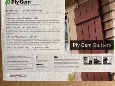 NEW In Box Ply Gem Black Board & Batten Exterior Shutters - 70" x 14.5"