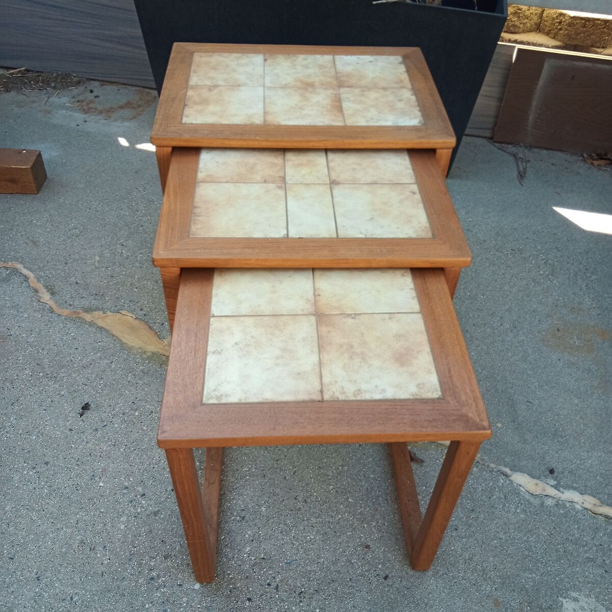Set of three mid century Danish teak nesting tables
