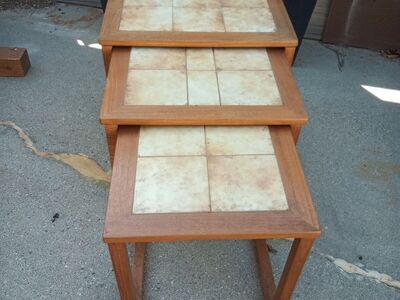 Set of three mid century Danish teak nesting tables
