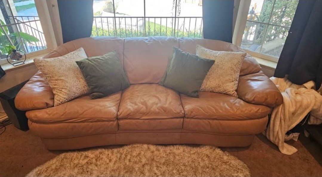 Natural Leather Couch, Great Condition