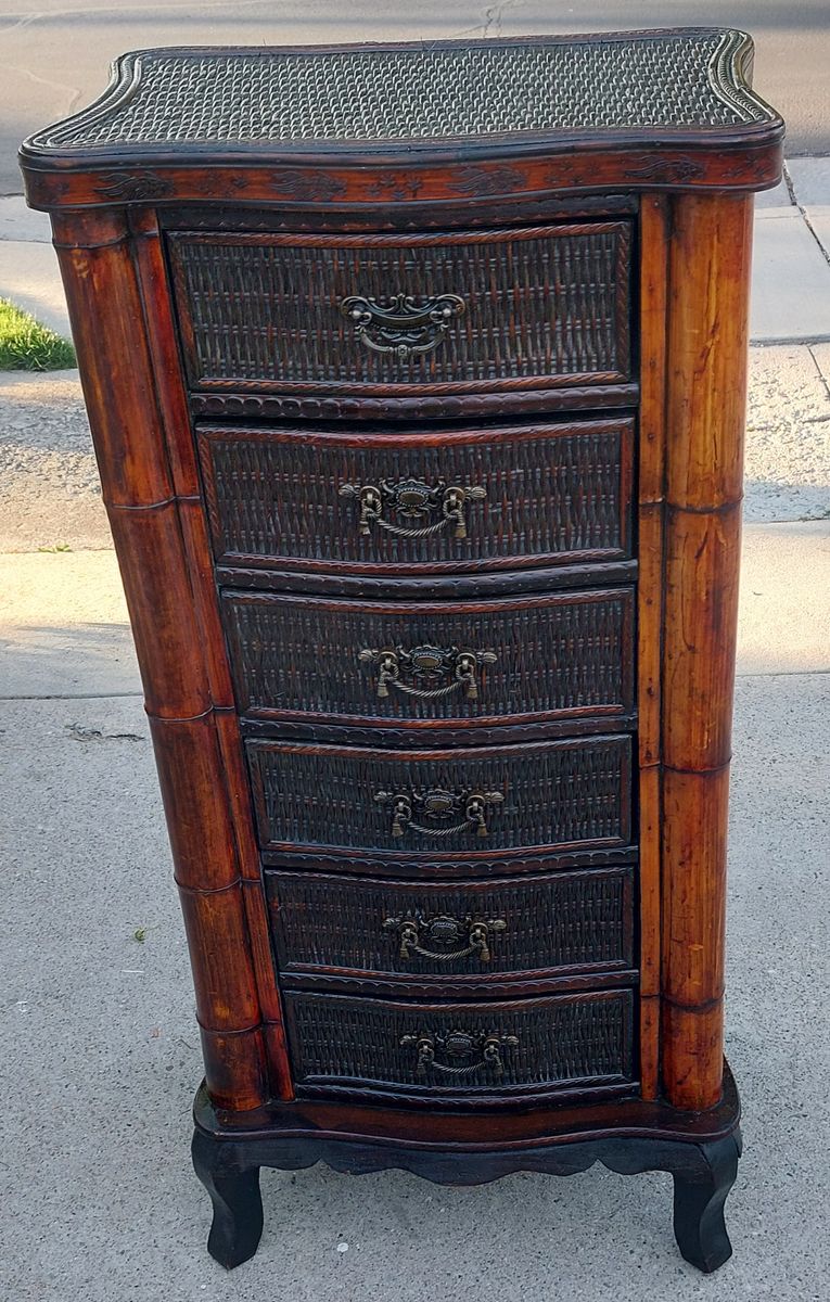 Lingerie Chest 6 Drawer Bamboo and Rattan