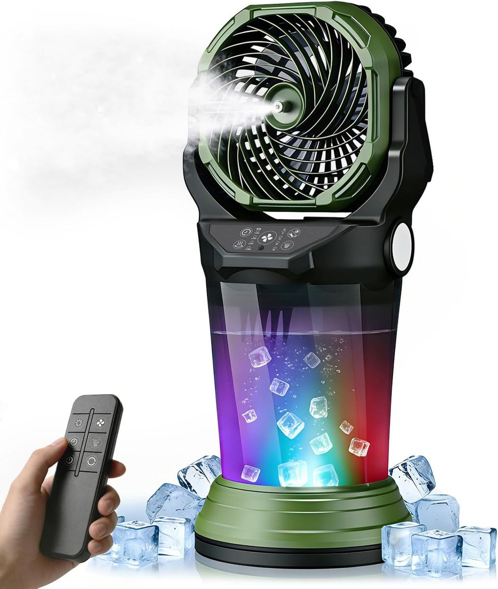 NEW Portable Misting Fan with Remote, 2L Tank & 2 Spray Modes, 30000mAh Rechargeable 4 Wind Speeds, etc.