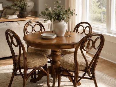 Vintage Bentwood Dining Set | 4 Chairs + Pedestal Table | Beautifully Refinished