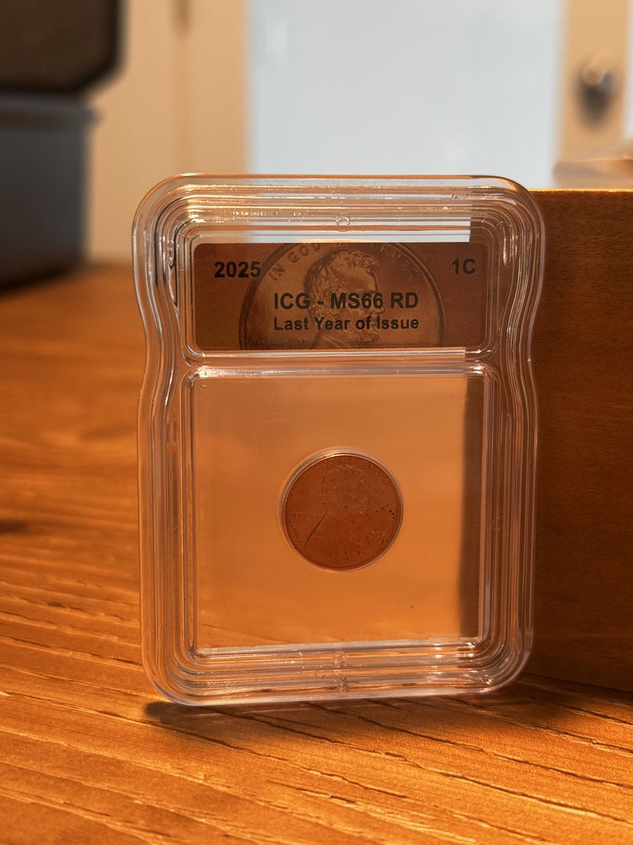 2025 ICG-MS66 RD 1C Penny - Last Year of Issue Coin, Graded in Protective Slab