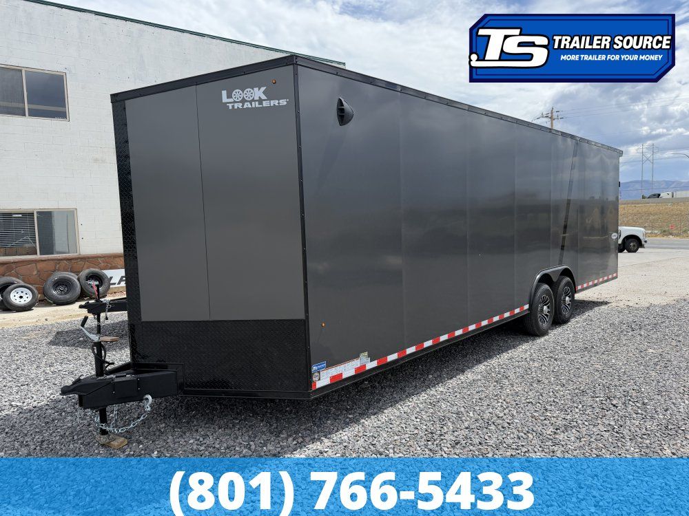 8.5x28 Look Element Elite Enclosed Car Hauler Trailer - 14K GVWR - .080 PolyCor, Alloy Wheels, Black Out Package, Finished