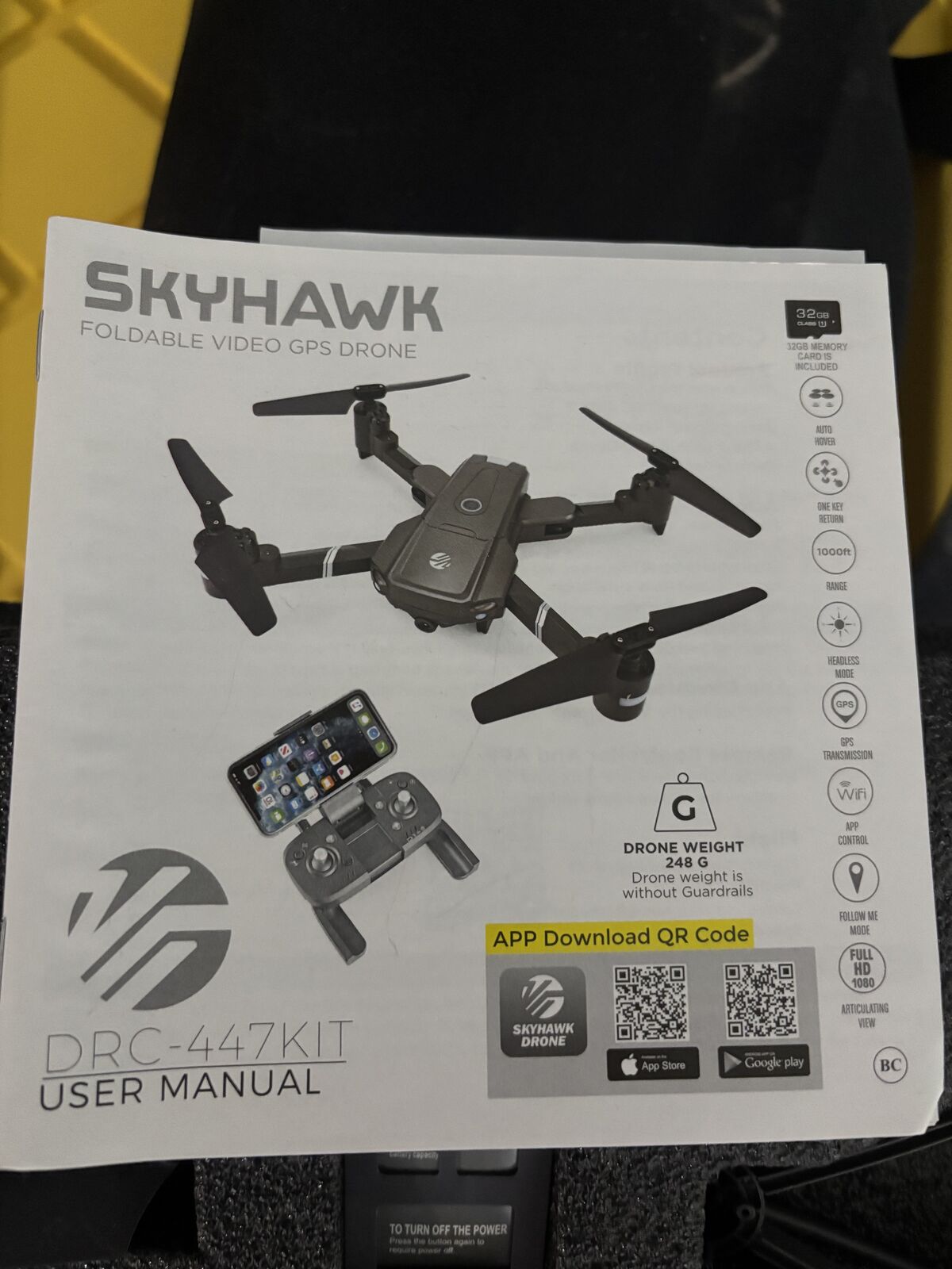 Skyhawk foldable video gps drone