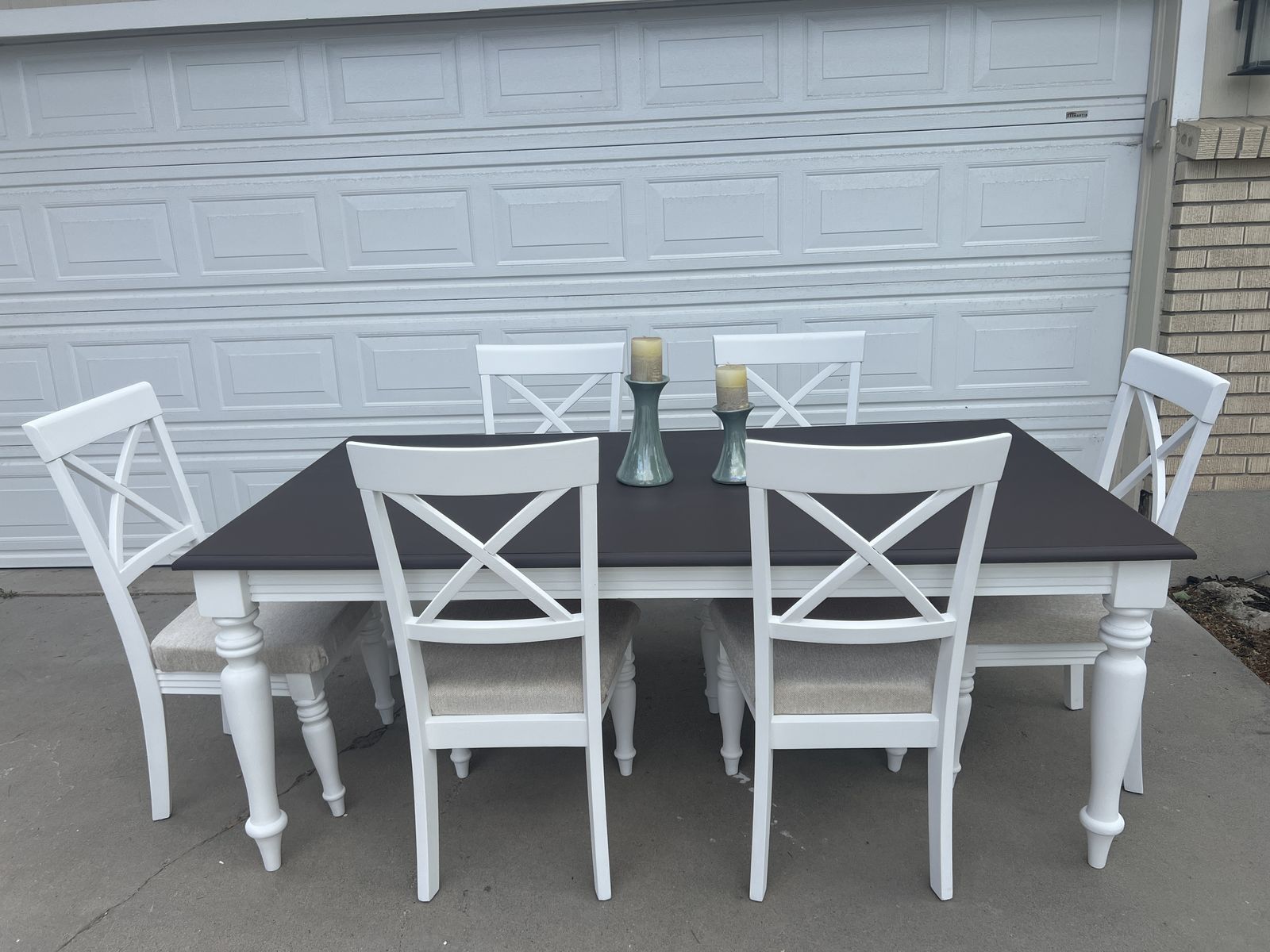 Beautiful refinished dining room table and 6 chairs