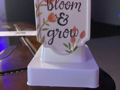 Bloom & Grow Decorative Sign, White with Floral Design - Inspirational Home Decor