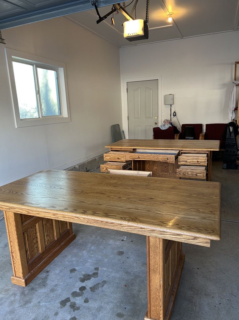 Oak Office Desk and Table