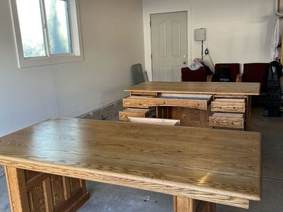Oak Office Desk and Table